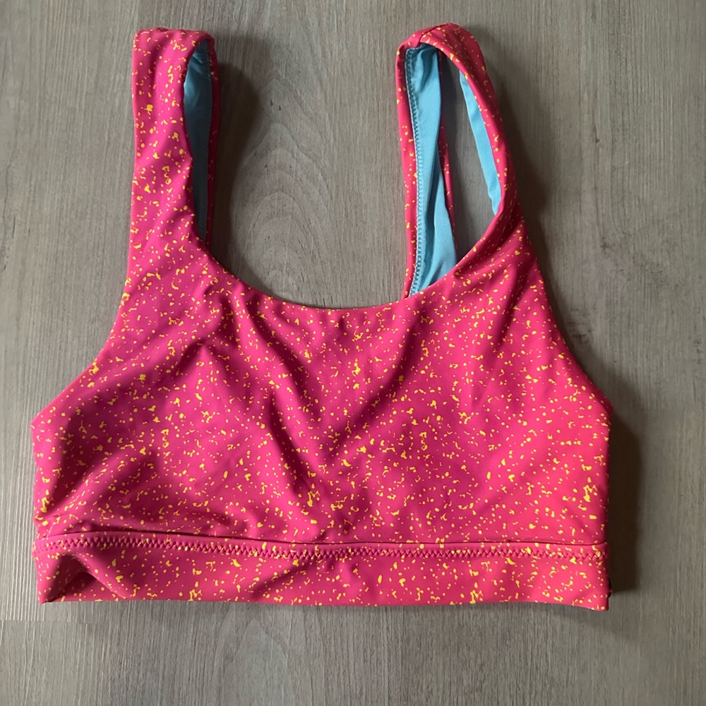 ZYIA Pink and Yellow Speckled Bikini Top